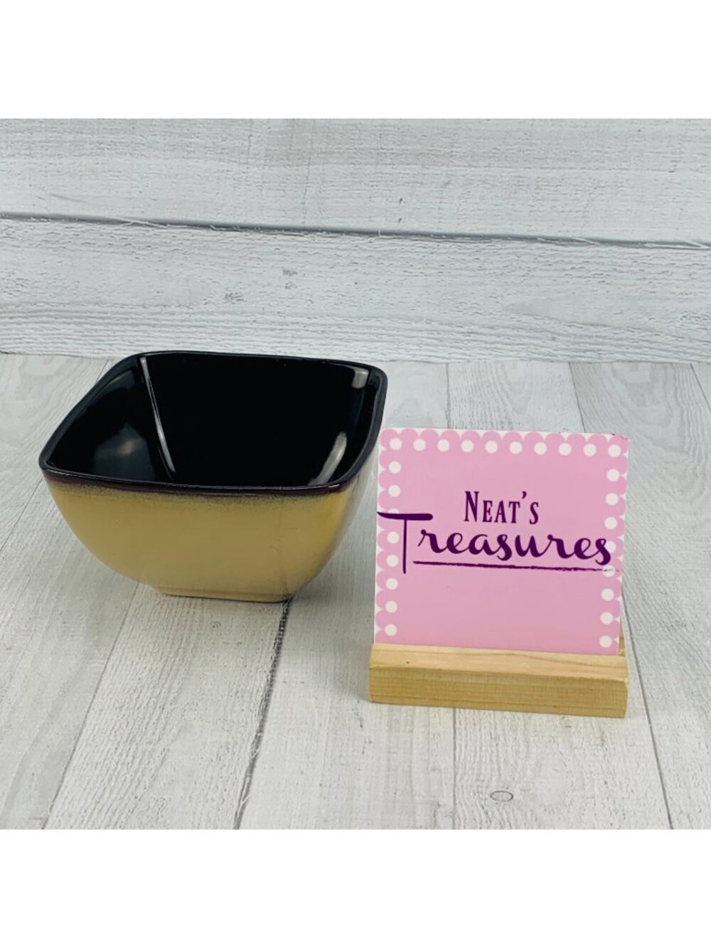 Home Trends MOSAIC TILE SQUARE Two Tone Brown Beige  Stoneware Soup Cereal Bowl